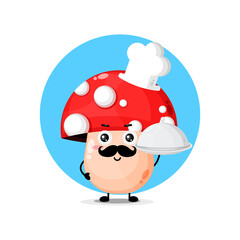 Cute mushroom character chef