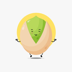 Cute nut character meditating in yoga pose