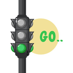 Illustration of a traffic light with a green light