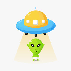 Illustration of aliens and ufo