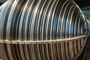 Fototapeta premium Heat exchanger tube Detail U-shaped tube bundle of stainless steel.