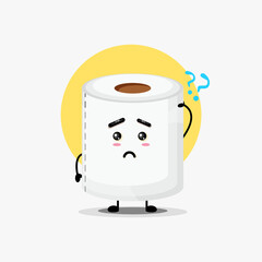Illustration of cute toilet paper character being confused