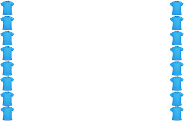 Frame made with t shirt in white background from the top view has space for your messages