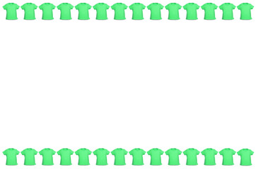 Frame made with t shirt in white background from the top view has space for your messages