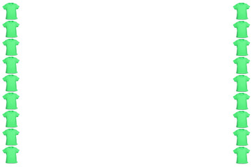 Frame made with t shirt in white background from the top view has space for your messages