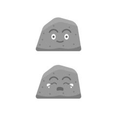 stone character illustration. illustration of a rock that is crying and happy or smiling. emojis and stickers. flat cartoon style. vector design