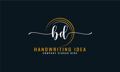 Initial B D letter handwriting logo Design