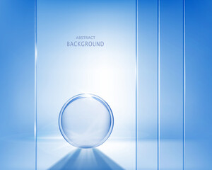 3d background products display with geometric platform. blue background. stand to show cosmetic products. Stage showcase on display 3d beige studio..