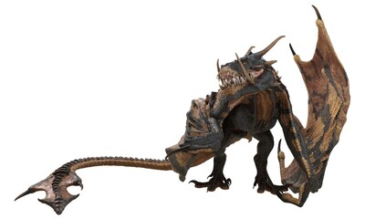 Fantasy dragon isolated on white 3d illustration