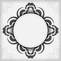 Luxury Vector Preparing Greeting Cards White Colors with Indian Ornaments. Template for design printable invitation card with mandala patterns.