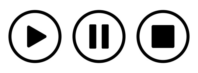 Play, pause and stop buttons