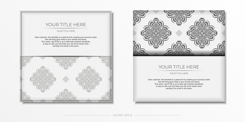 Fototapeta premium postcard White colors with Indian ornament. Invitation card design with mandala patterns.