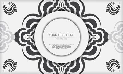 White banner template of gorgeous vector patterns with mandala ornaments and place for your design. Invitation card design with mandala patterns.