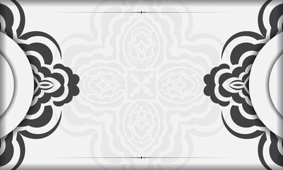 White banner template of gorgeous vector patterns with mandala ornaments and place for your text. Print-ready invitation design with mandala ornament.