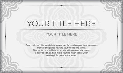 White banner template of gorgeous vector patterns with mandala ornaments and place for your text. Print-ready invitation design with mandala ornament.