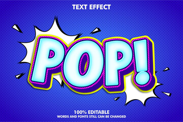 Cool pop art editable text effect for comic cartoon design concept