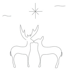Deers drawing on white background vector illustration