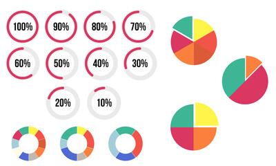 Business infographics. Pie chart, graph with options, steps. Vector circular diagram.