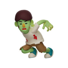 Zombie 3D Cartoon Illustration ready to jump