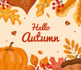 hello autumn season banner © Gstudio