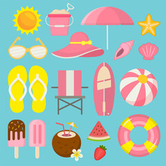 Summer vacation vector illustration cute icons