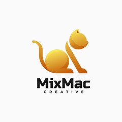 Vector Logo Illustration Cat Gradient Colorful Style.