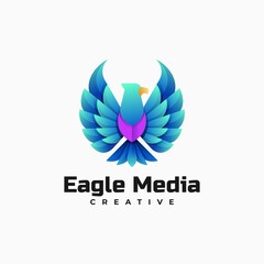 Vector Logo Illustration Eagle Gradient Colorful Style.