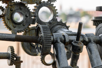 Old rusty gears close up. Metal texture background