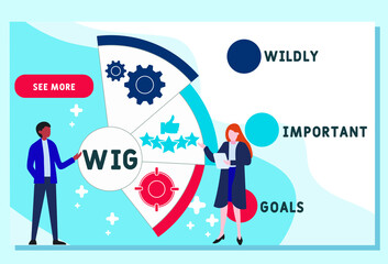 Vector website design template . WIG - Wildly Important Goals acronym. business concept. illustration for website banner, marketing materials, business presentation, online advertising.