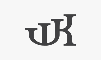 WK letter logo connected concept isolated on white background.