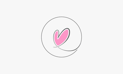 heart line circle logo isolated on white background.