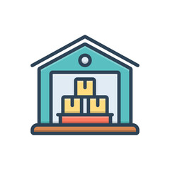 Color illustration icon for warehouse 