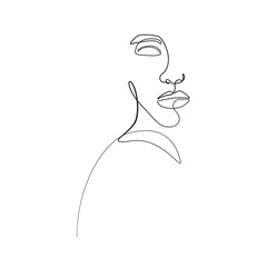 Abstract Line Art Woman Face. Woman Head One Line Drawing. Female Face Minimalist Simple Illustration for Print, Poster, banner, Wall Decor, Social Media. Vector EPS 10