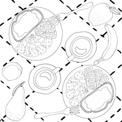 coloring book anti-stress breakfast for two on a tablecloth