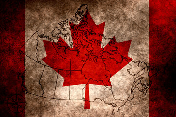 Flagge und die Landkarte von Kanada
