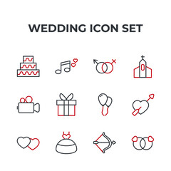 wedding set icon, isolated wedding set sign icon, vector illustration