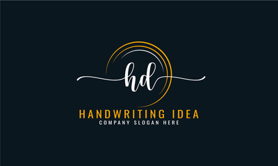 Initial H D, letter handwriting logo Design
