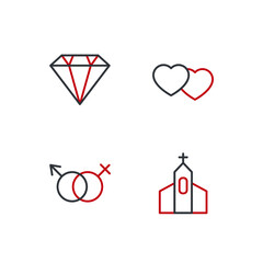 wedding set icon, isolated wedding set sign icon, vector illustration