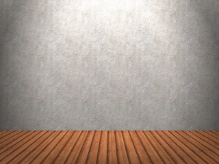 Concrete wall. wood floor. 3D illustration.