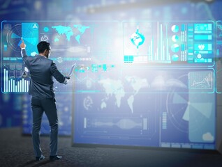 Businessman searching for big data