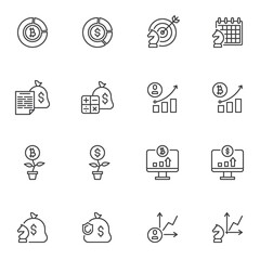 Business and finance line icons set