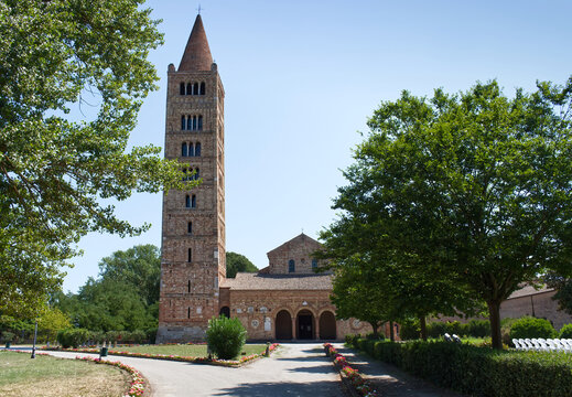 The Pomposa Abbey (Abbazia di Pomposa) located in Codigoro, Ferrara. The Pomposa Abbey is one of the most important medieval Abbey in northern Italy.