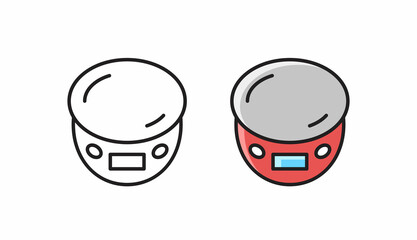 Kitchen scales icon. Simple line vector symbol.