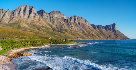 Fototapeta premium View of the Kogelberg Mountains along Clarence Drive between Gordon's Bay and Rooi-Els. False Bay. Western Cape. South Africa