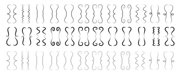Hand drawn brace bracket or curly brackets icons