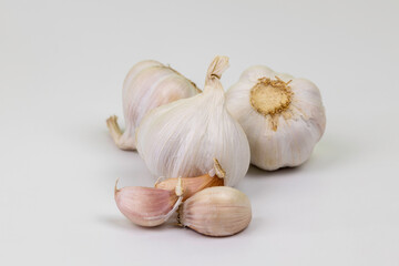 Fresh garlic isolated on white background.