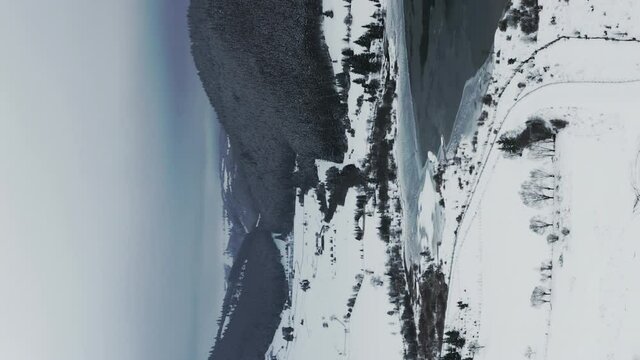 Frumoasa Dam During Winter In Romania - Vertical Video for Social Media Stories