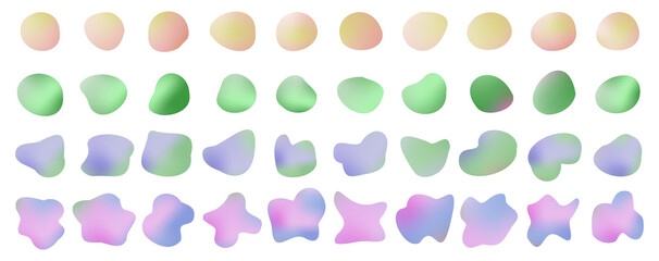 Fototapeta premium Pastel Liquid Elements, Mixed Plastic Shapes or Organic Bubbles