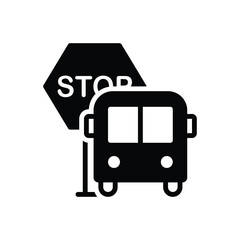 Black solid icon for stops