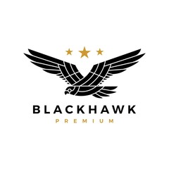 black hawk eagle flying roar star logo vector icon illustration